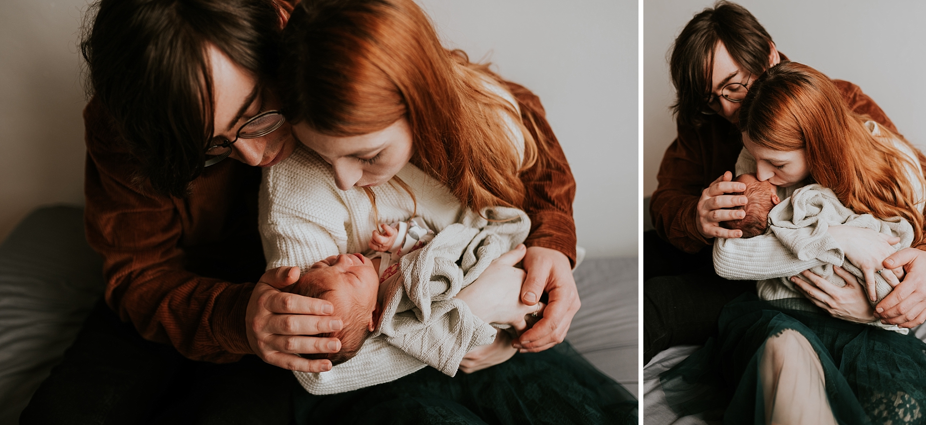 rodzice z dzieckiem na sesji lifestyle w Poznaniu przytulają córkę